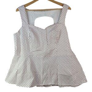 Torrid Pin Up Peplum Top Pink Black Polka Dot 3X Cutout Back Retro Sleeveless